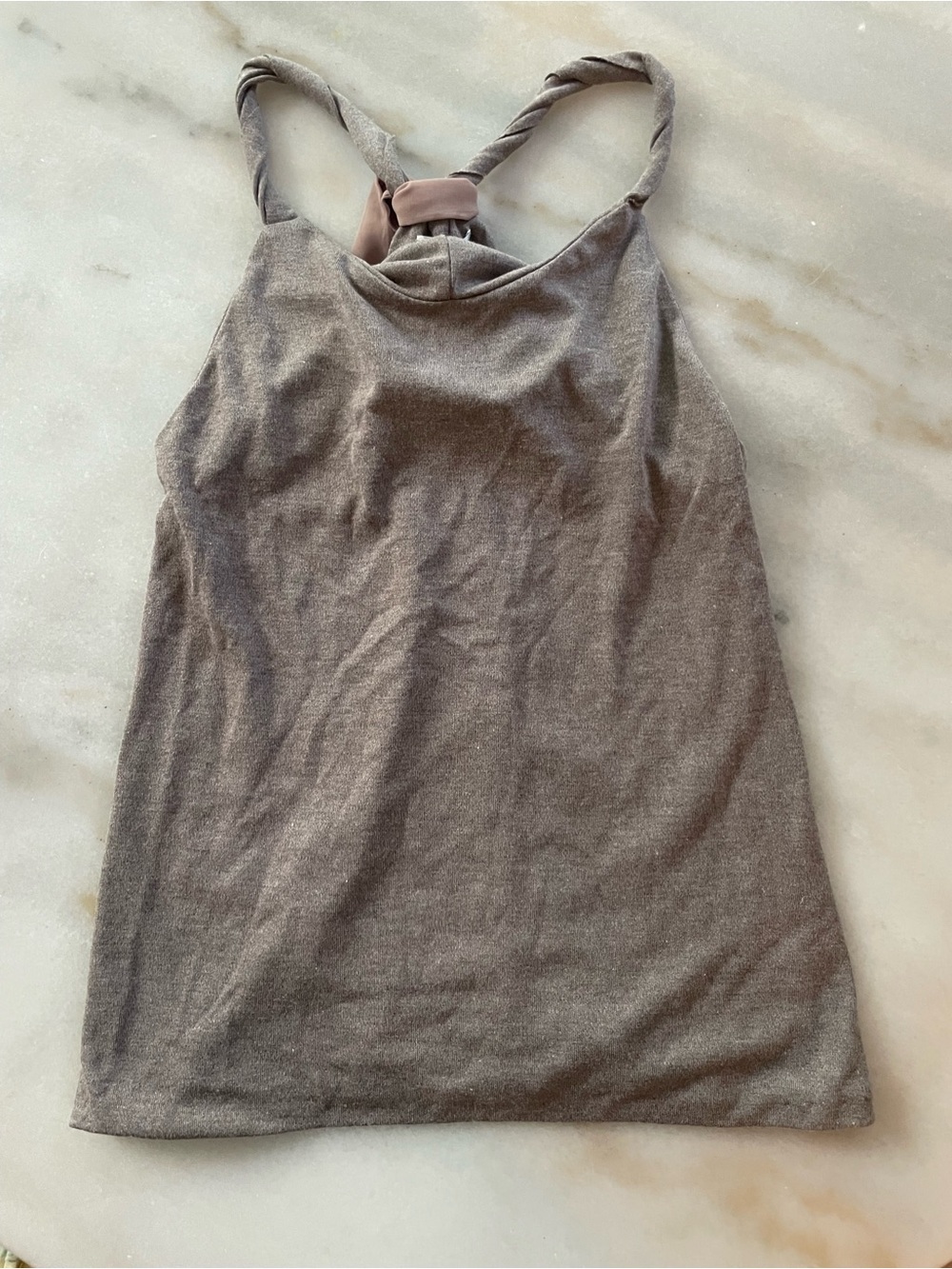 Twist-Back Tank Top in Taupe